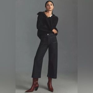 Anthropologie The Colette Cropped Wide-Leg Jeans by Maeve Denim Dark